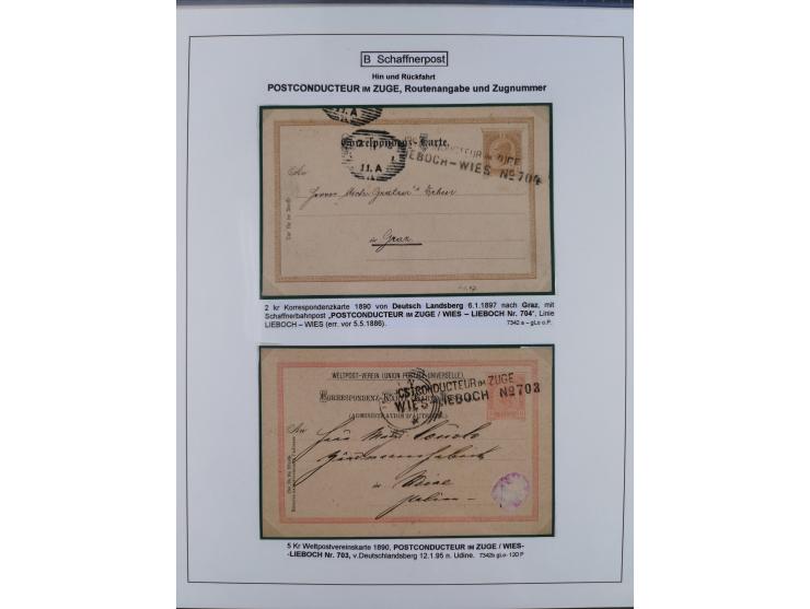 1883/1915, umfangreiche aufgezogene Sammlung “Bahnpost” mit über 145 Briefen und Karten, viele interessante Verwendungen, seh