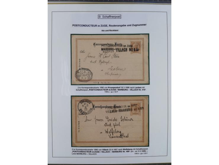 1883/1915, umfangreiche aufgezogene Sammlung “Bahnpost” mit über 145 Briefen und Karten, viele interessante Verwendungen, seh