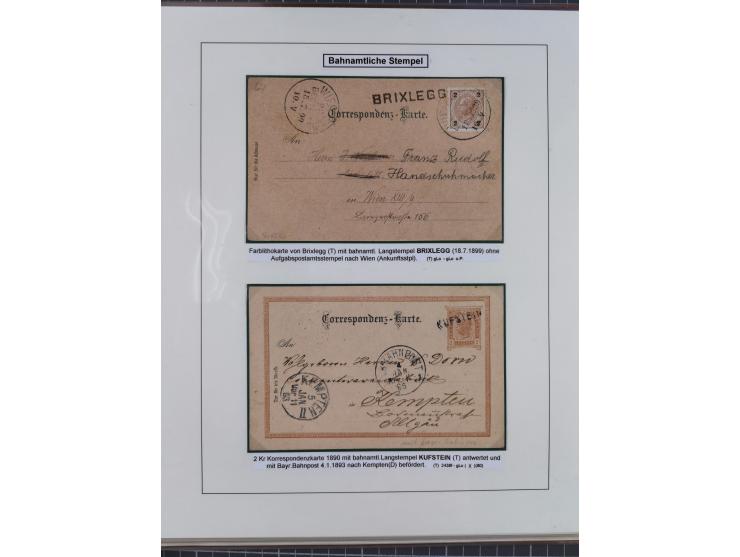 1883/1915, umfangreiche aufgezogene Sammlung “Bahnpost” mit über 145 Briefen und Karten, viele interessante Verwendungen, seh