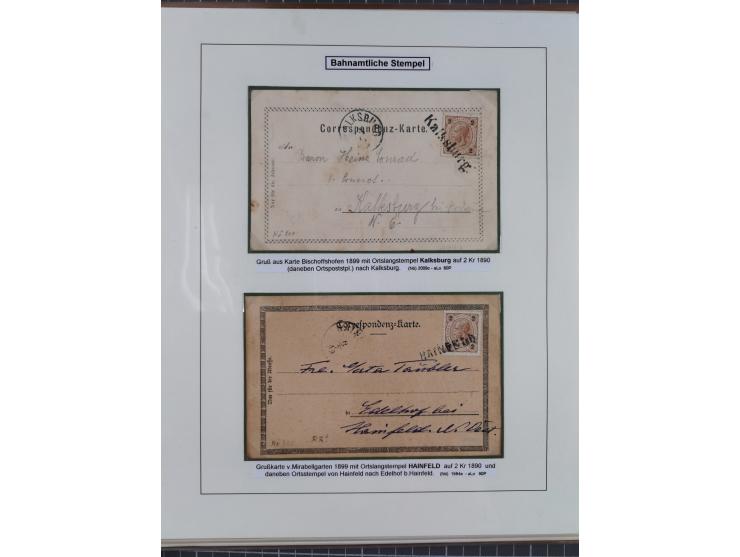 1883/1915, umfangreiche aufgezogene Sammlung “Bahnpost” mit über 145 Briefen und Karten, viele interessante Verwendungen, seh