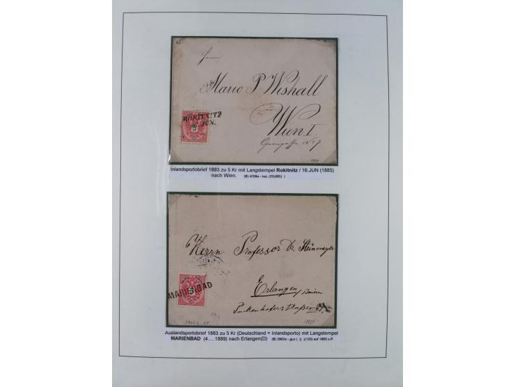 1883/90 (ca.), große aufgezogene Sammlung “Stempeltypen auf den Ausgaben 1883/90” mit über 320 Briefen und Karten, viele lose