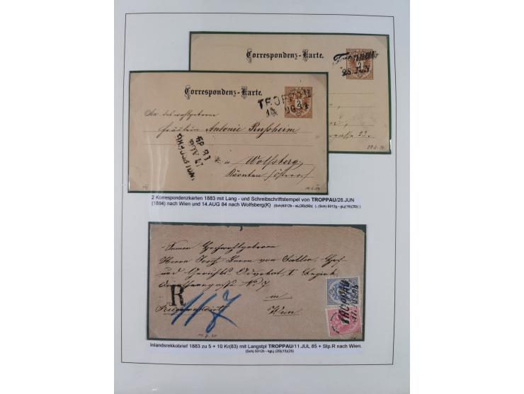 1883/90 (ca.), große aufgezogene Sammlung “Stempeltypen auf den Ausgaben 1883/90” mit über 320 Briefen und Karten, viele lose