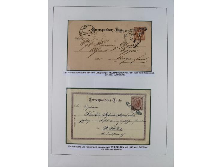 1883/90 (ca.), große aufgezogene Sammlung “Stempeltypen auf den Ausgaben 1883/90” mit über 320 Briefen und Karten, viele lose