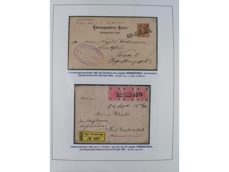 1883/90 (ca.), große aufgezogene Sammlung “Stempeltypen auf den Ausgaben 1883/90” mit über 320 Briefen und Karten, viele lose