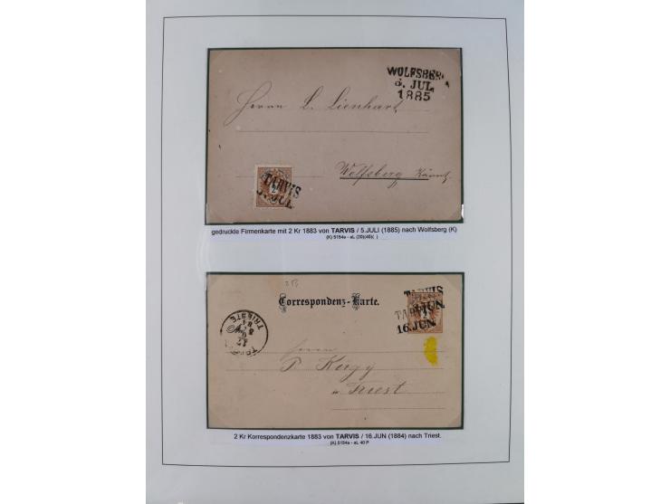 1883/90 (ca.), große aufgezogene Sammlung “Stempeltypen auf den Ausgaben 1883/90” mit über 320 Briefen und Karten, viele lose