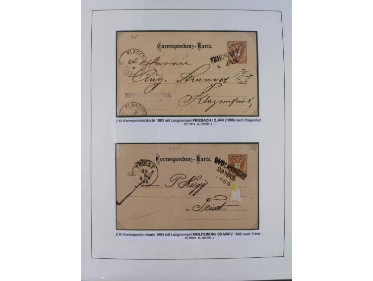 1883/90 (ca.), große aufgezogene Sammlung “Stempeltypen auf den Ausgaben 1883/90” mit über 320 Briefen und Karten, viele lose