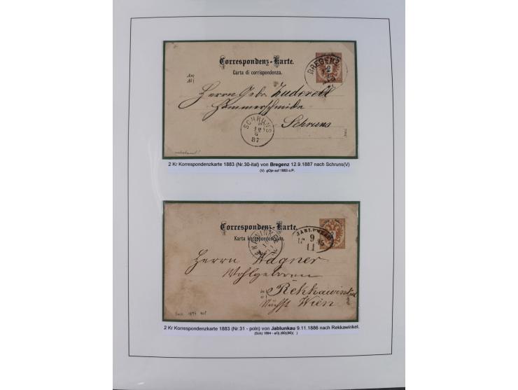 1883/90 (ca.), große aufgezogene Sammlung “Stempeltypen auf den Ausgaben 1883/90” mit über 320 Briefen und Karten, viele lose