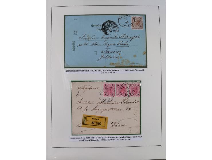 1883/90 (ca.), große aufgezogene Sammlung “Stempeltypen auf den Ausgaben 1883/90” mit über 320 Briefen und Karten, viele lose