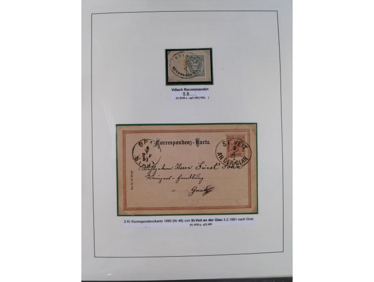 1883/90 (ca.), große aufgezogene Sammlung “Stempeltypen auf den Ausgaben 1883/90” mit über 320 Briefen und Karten, viele lose