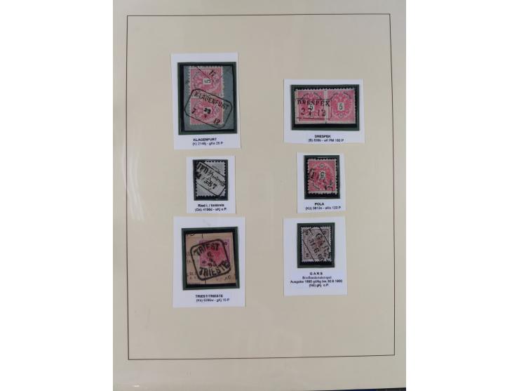 1883/90 (ca.), große aufgezogene Sammlung “Stempeltypen auf den Ausgaben 1883/90” mit über 320 Briefen und Karten, viele lose