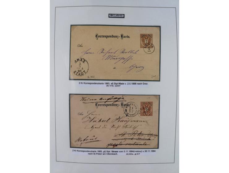 1883/90 (ca.), große aufgezogene Sammlung “Stempeltypen auf den Ausgaben 1883/90” mit über 320 Briefen und Karten, viele lose