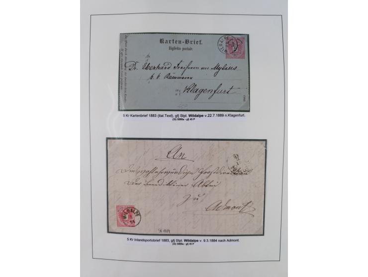 1883/90 (ca.), große aufgezogene Sammlung “Stempeltypen auf den Ausgaben 1883/90” mit über 320 Briefen und Karten, viele lose