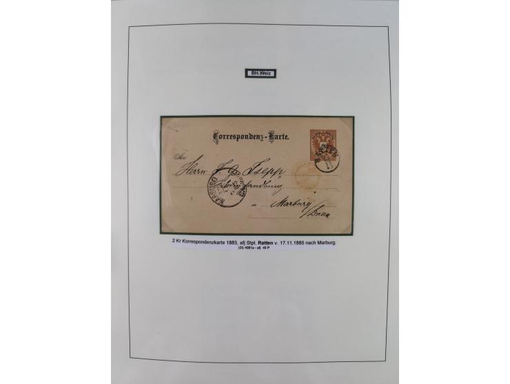 1883/90 (ca.), große aufgezogene Sammlung “Stempeltypen auf den Ausgaben 1883/90” mit über 320 Briefen und Karten, viele lose