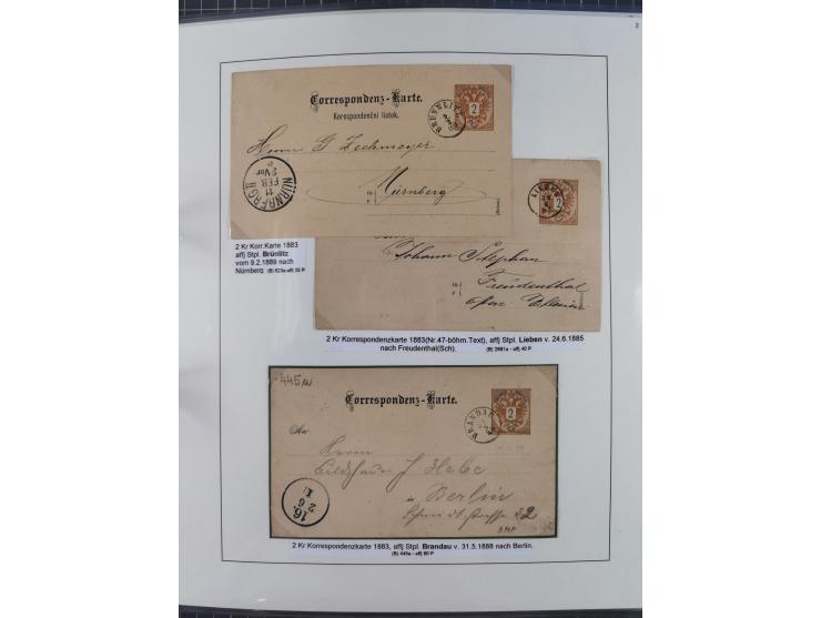 1883/90 (ca.), große aufgezogene Sammlung “Stempeltypen auf den Ausgaben 1883/90” mit über 320 Briefen und Karten, viele lose