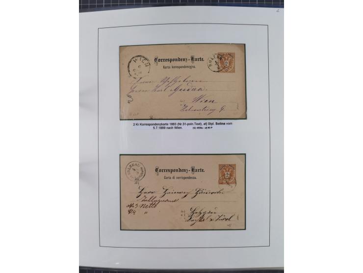 1883/90 (ca.), große aufgezogene Sammlung “Stempeltypen auf den Ausgaben 1883/90” mit über 320 Briefen und Karten, viele lose