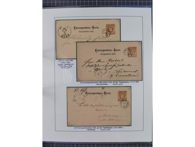 1883/90 (ca.), große aufgezogene Sammlung “Stempeltypen auf den Ausgaben 1883/90” mit über 320 Briefen und Karten, viele lose