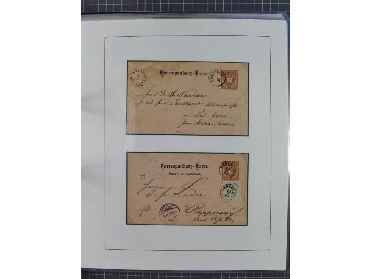 1883/90 (ca.), große aufgezogene Sammlung “Stempeltypen auf den Ausgaben 1883/90” mit über 320 Briefen und Karten, viele lose