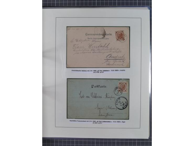 1883/90 (ca.), große aufgezogene Sammlung “Stempeltypen auf den Ausgaben 1883/90” mit über 320 Briefen und Karten, viele lose