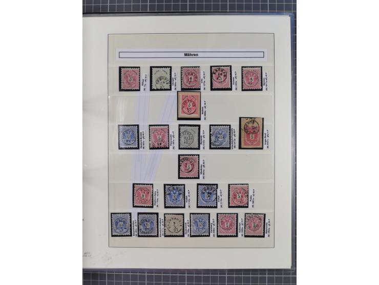 1883/90 (ca.), große aufgezogene Sammlung “Stempeltypen auf den Ausgaben 1883/90” mit über 320 Briefen und Karten, viele lose