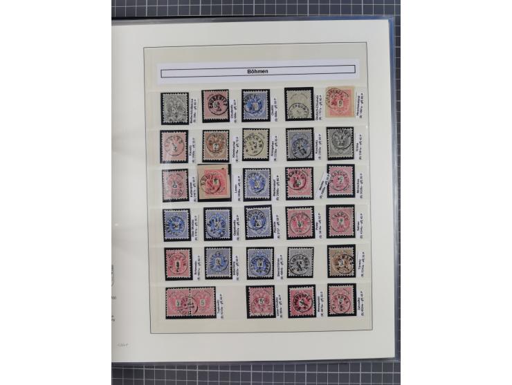 1883/90 (ca.), große aufgezogene Sammlung “Stempeltypen auf den Ausgaben 1883/90” mit über 320 Briefen und Karten, viele lose