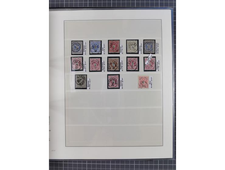 1883/90 (ca.), große aufgezogene Sammlung “Stempeltypen auf den Ausgaben 1883/90” mit über 320 Briefen und Karten, viele lose