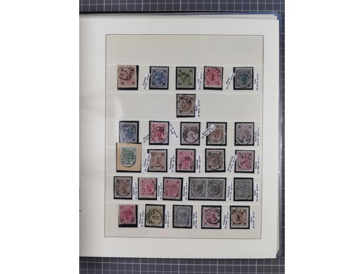 1883/90 (ca.), große aufgezogene Sammlung “Stempeltypen auf den Ausgaben 1883/90” mit über 320 Briefen und Karten, viele lose