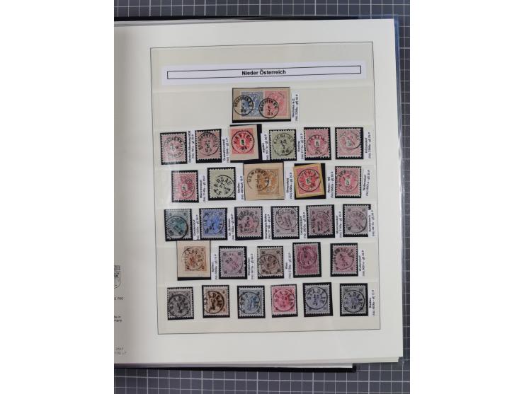 1883/90 (ca.), große aufgezogene Sammlung “Stempeltypen auf den Ausgaben 1883/90” mit über 320 Briefen und Karten, viele lose