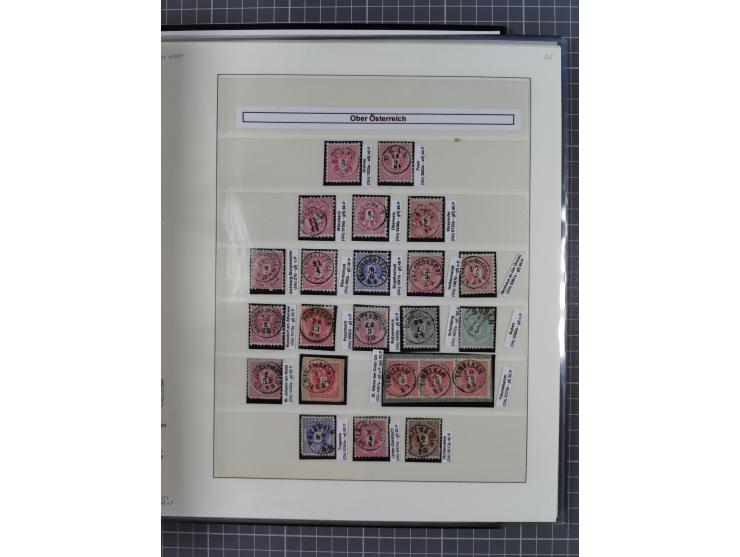 1883/90 (ca.), große aufgezogene Sammlung “Stempeltypen auf den Ausgaben 1883/90” mit über 320 Briefen und Karten, viele lose