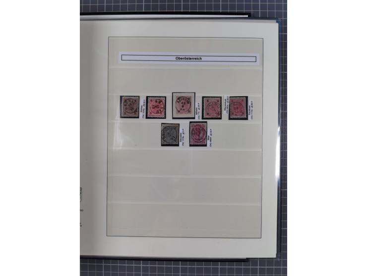 1883/90 (ca.), große aufgezogene Sammlung “Stempeltypen auf den Ausgaben 1883/90” mit über 320 Briefen und Karten, viele lose