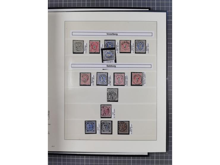 1883/90 (ca.), große aufgezogene Sammlung “Stempeltypen auf den Ausgaben 1883/90” mit über 320 Briefen und Karten, viele lose