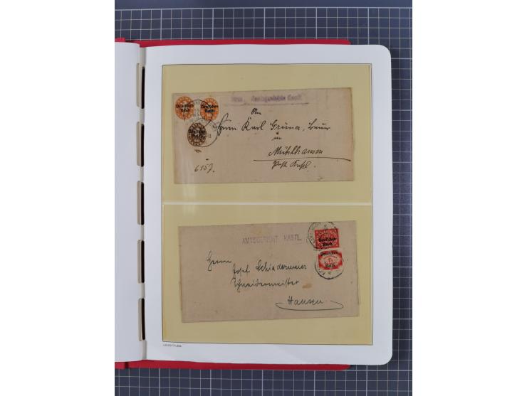 1865/1922, kleine Stempel-Sammlung auf losen Marken, Briefstücken und ca. 20 Briefen, Karten und GSK. Dabei u.a. Hufeisenstem