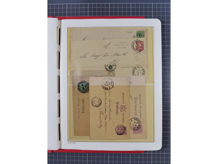 1865/1922, kleine Stempel-Sammlung auf losen Marken, Briefstücken und ca. 20 Briefen, Karten und GSK. Dabei u.a. Hufeisenstem