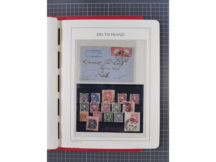 1865/1922, kleine Stempel-Sammlung auf losen Marken, Briefstücken und ca. 20 Briefen, Karten und GSK. Dabei u.a. Hufeisenstem