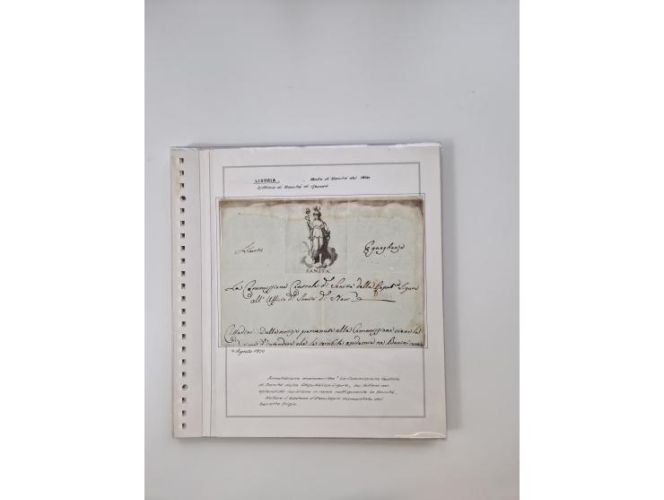 LIGURIA: 1700/1888, Ausstellungssammlung mit 74 Briefen und Dokumenten, angefangen ab Zirkularen, dabei u.a. Bogen zur Erfass