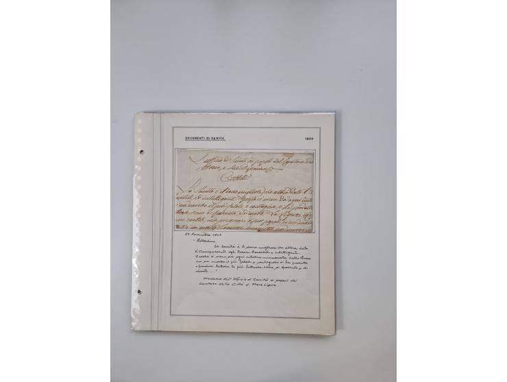 LIGURIA: 1700/1888, Ausstellungssammlung mit 74 Briefen und Dokumenten, angefangen ab Zirkularen, dabei u.a. Bogen zur Erfass