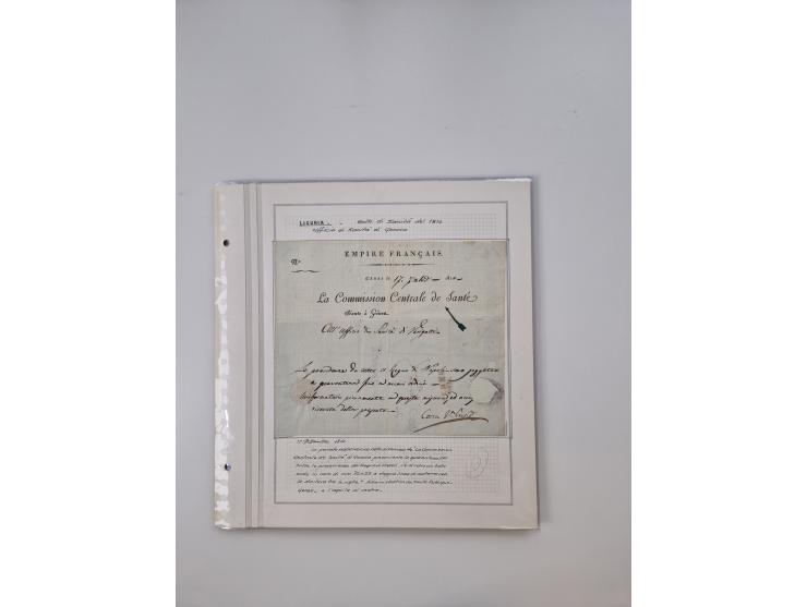LIGURIA: 1700/1888, Ausstellungssammlung mit 74 Briefen und Dokumenten, angefangen ab Zirkularen, dabei u.a. Bogen zur Erfass