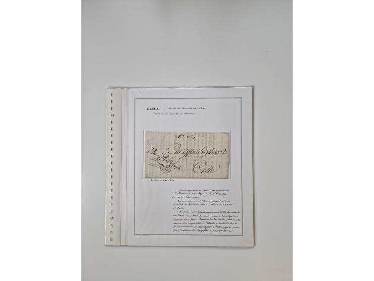 LIGURIA: 1700/1888, Ausstellungssammlung mit 74 Briefen und Dokumenten, angefangen ab Zirkularen, dabei u.a. Bogen zur Erfass