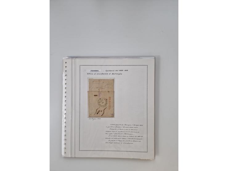 LIGURIA: 1700/1888, Ausstellungssammlung mit 74 Briefen und Dokumenten, angefangen ab Zirkularen, dabei u.a. Bogen zur Erfass