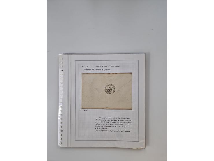 LIGURIA: 1700/1888, Ausstellungssammlung mit 74 Briefen und Dokumenten, angefangen ab Zirkularen, dabei u.a. Bogen zur Erfass