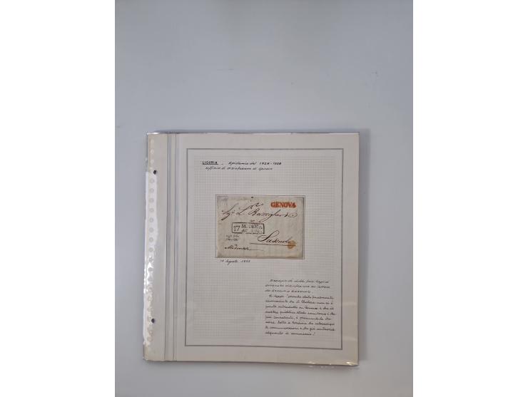 LIGURIA: 1700/1888, Ausstellungssammlung mit 74 Briefen und Dokumenten, angefangen ab Zirkularen, dabei u.a. Bogen zur Erfass