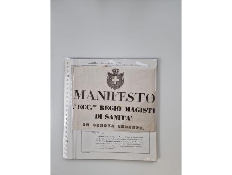 LIGURIA: 1700/1888, Ausstellungssammlung mit 74 Briefen und Dokumenten, angefangen ab Zirkularen, dabei u.a. Bogen zur Erfass