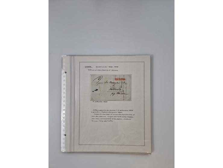 LIGURIA: 1700/1888, Ausstellungssammlung mit 74 Briefen und Dokumenten, angefangen ab Zirkularen, dabei u.a. Bogen zur Erfass