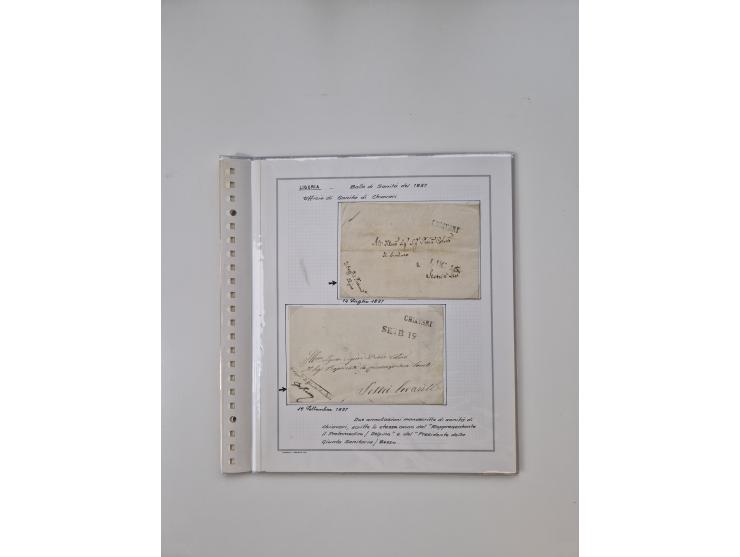 LIGURIA: 1700/1888, Ausstellungssammlung mit 74 Briefen und Dokumenten, angefangen ab Zirkularen, dabei u.a. Bogen zur Erfass