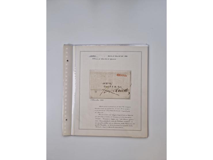 LIGURIA: 1700/1888, Ausstellungssammlung mit 74 Briefen und Dokumenten, angefangen ab Zirkularen, dabei u.a. Bogen zur Erfass