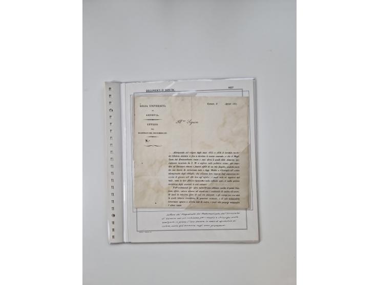 LIGURIA: 1700/1888, Ausstellungssammlung mit 74 Briefen und Dokumenten, angefangen ab Zirkularen, dabei u.a. Bogen zur Erfass