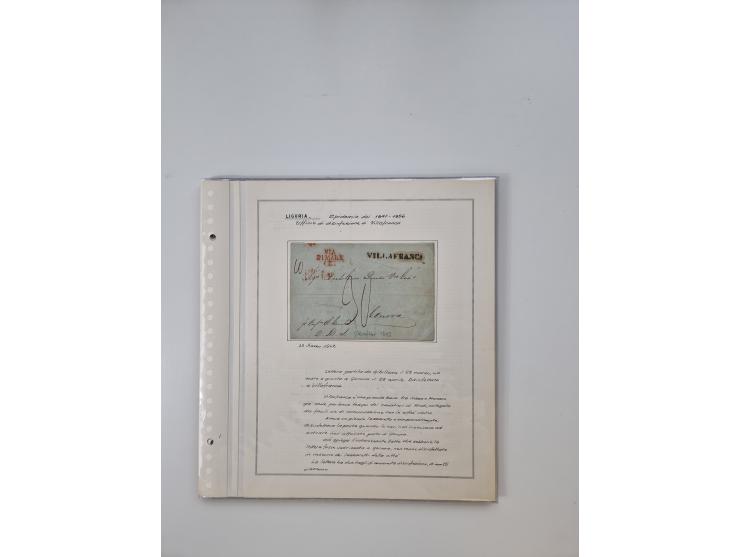 LIGURIA: 1700/1888, Ausstellungssammlung mit 74 Briefen und Dokumenten, angefangen ab Zirkularen, dabei u.a. Bogen zur Erfass