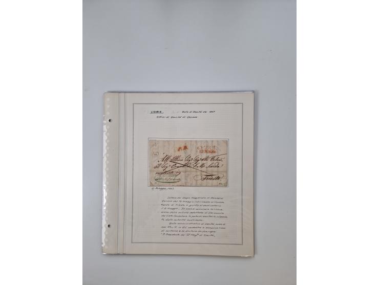LIGURIA: 1700/1888, Ausstellungssammlung mit 74 Briefen und Dokumenten, angefangen ab Zirkularen, dabei u.a. Bogen zur Erfass