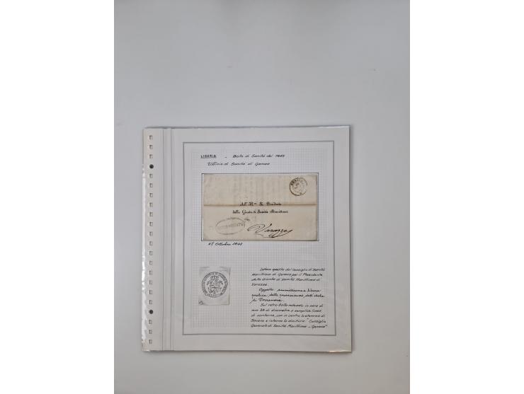 LIGURIA: 1700/1888, Ausstellungssammlung mit 74 Briefen und Dokumenten, angefangen ab Zirkularen, dabei u.a. Bogen zur Erfass