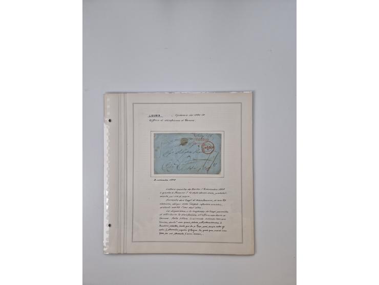 LIGURIA: 1700/1888, Ausstellungssammlung mit 74 Briefen und Dokumenten, angefangen ab Zirkularen, dabei u.a. Bogen zur Erfass