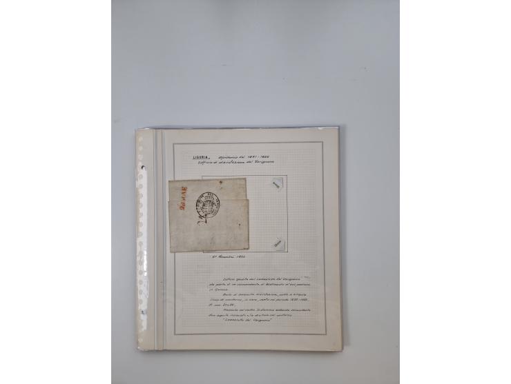 LIGURIA: 1700/1888, Ausstellungssammlung mit 74 Briefen und Dokumenten, angefangen ab Zirkularen, dabei u.a. Bogen zur Erfass